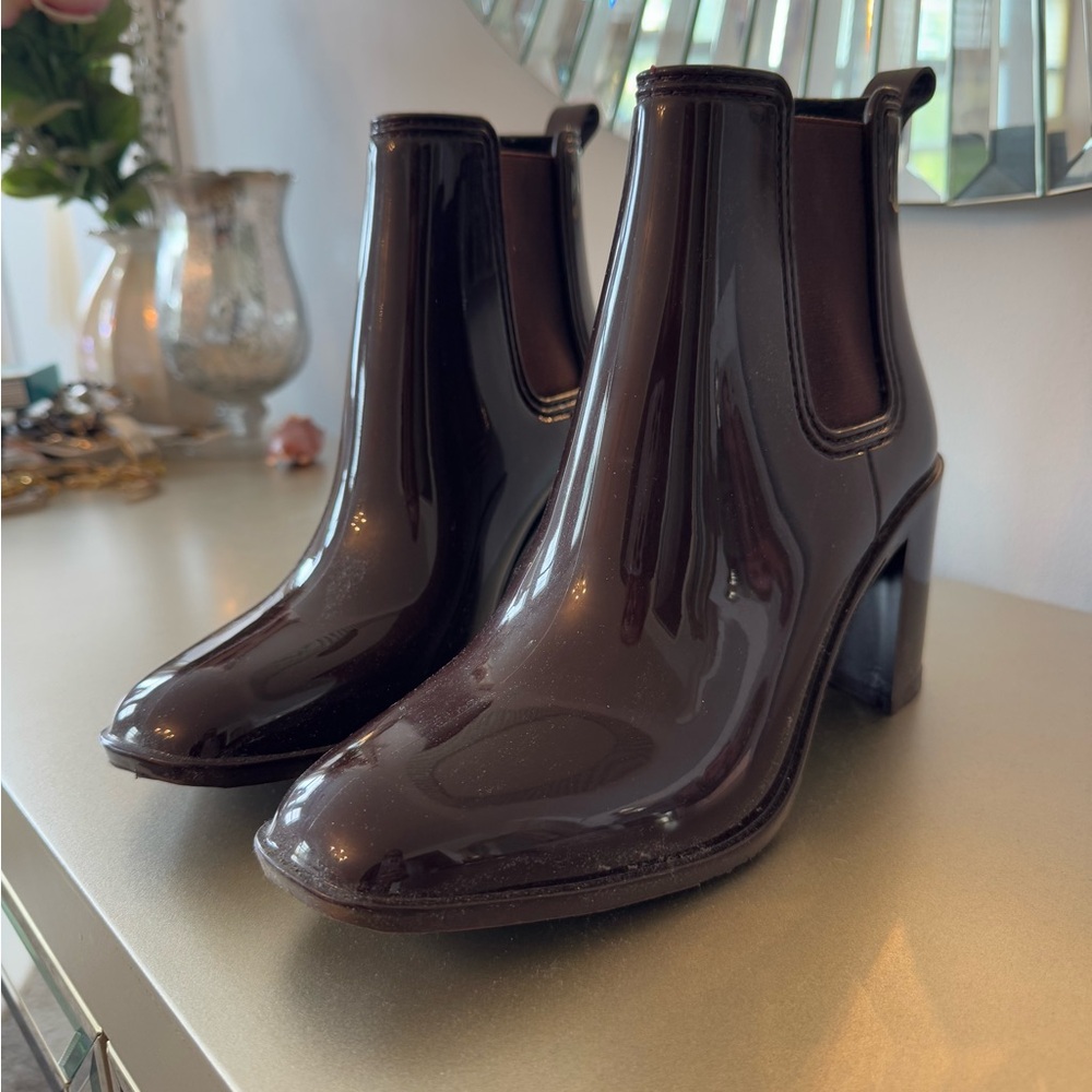 Jeffrey Campbell Dark Brown / Cherry Glossy Heeled Boots